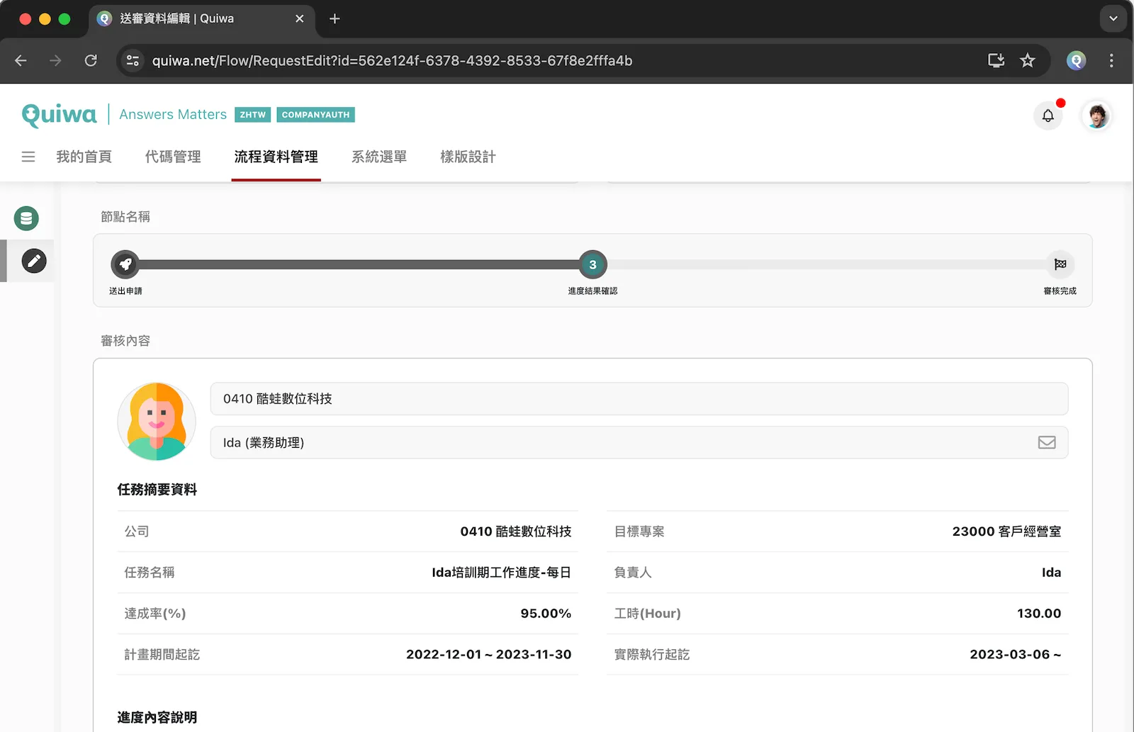 Task Control
Workflow任務追蹤流程
